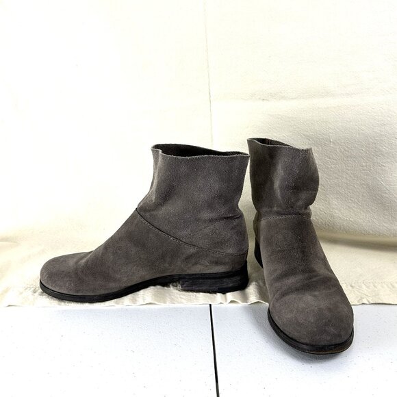 Eileen Fisher Vero Cuoio Gray Suede Slouchy Ankle Boots - Picture 1 of 6